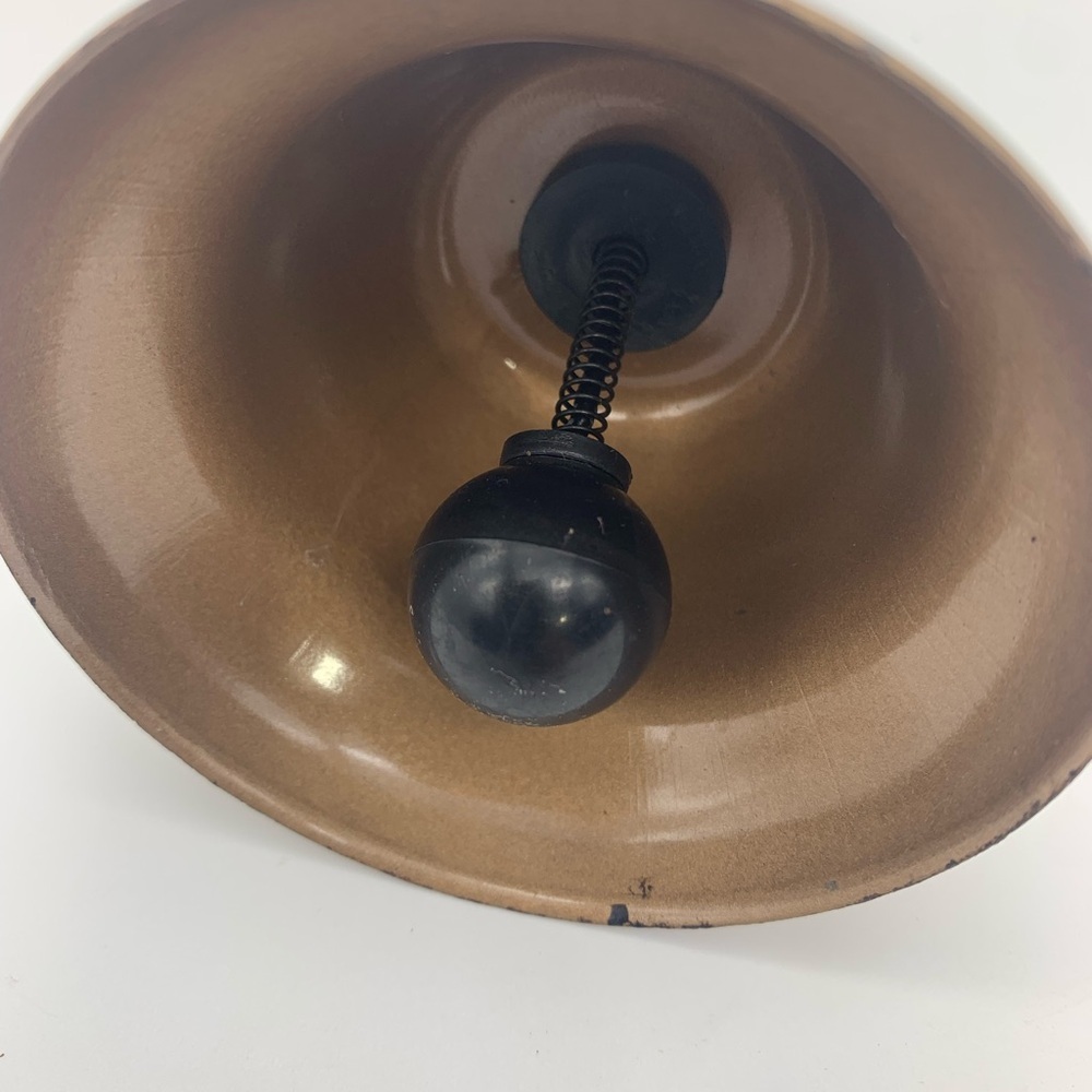 Vtg. “RING FOR DINNER” Bronze Desk Or Counter Bell With Spring Clapper - Picture 8 of 9